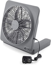 Load image into Gallery viewer, O2COOL Treva 10-Inch Portable Desktop Air Circulation Battery Fan, 2 Speed, Compact Folding & Tilt Design, with AC Adapter (Graphite)
