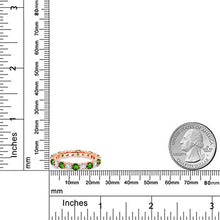 Load image into Gallery viewer, Gem Stone King 2.70 Ct Round Green Simulated Tsavorite and White Created Sapphire 18K Rose Gold Plated Silver Eternity Band Ring (Size 7)