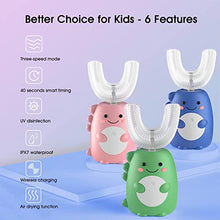 Load image into Gallery viewer, GoalMad U Shaped Electric Toothbrush, 360° Automatic Whitening Massage, Waterproof, Whole Mouth Dinosaur Toothbrush for Kids Toddler, 2-6 Years
