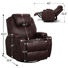 Load image into Gallery viewer, Esright Massage Recliner Chair Heated PU Leather Ergonomic Lounge Chair 360 Degree Swivel, Brown