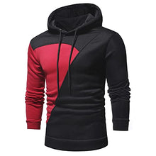 Load image into Gallery viewer, Baniupa Men Color Block Contrasting Casual Color Blocking Hooded Pullover Long Sleeve Sports Sweatshirt Fashion Hoodie(Red,M)