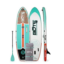 Load image into Gallery viewer, BOTE 10'8" Inflatable Stand Up Paddle Board, SUP with Paddle, Backpack Travel Bag, Pump, & Fin, Breeze Aero (Classic Teak)