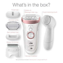 Load image into Gallery viewer, Braun Epilator Silk-épil 9 9-880, Facial Hair Removal for Women, Wet & Dry, Facial Cleansing Brush, Women Shaver & Trimmer, Cordless, Rechargeable, Beauty Kit