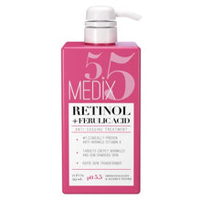 Load image into Gallery viewer, Medix 5.5 Retinol Cream with Ferulic Acid Anti-Sagging Treatment. Targets Crepey Wrinkles and Sun Damaged Skin. Anti-Aging Cream Infused With Black Tea, Aloe Vera, And Chamomile (15 Fl Oz)