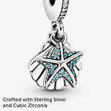 Load image into Gallery viewer, Pandora Jewelry Starfish and Sea Shell Dangle Cubic Zirconia Charm in Sterling Silver