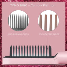 Load image into Gallery viewer, TYMO Ring Pink Hair Straightener Brush – Hair Straightening Iron with Built-in Comb, 20s Fast Heating & 5 Temp Settings & Anti-Scald, Perfect for Professional Salon at Home