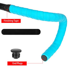 Load image into Gallery viewer, Awpeye 2 Pairs Bicycle Handlebar Tape EVA Road Bike Bar Tape with End Plugs Cycling Handle Wraps 4 Rolls (Black, Bianchi Green)