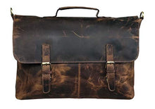 Load image into Gallery viewer, 18 Inch Retro Buffalo Hunter Leather Laptop (Fits upto 17.6 Inch Laptop) Messenger Bag Office Briefcase College Bag (Distressed Tan)