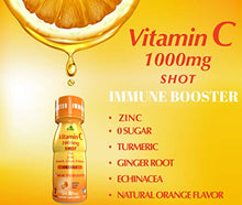 Load image into Gallery viewer, VITAMIN C Shot 1000MG - Immunity booster with Zinc, Turmeric, Ginger, & Echinacea - protect your Immunity - fight the common cold - Orange Flavor - 2.5 FL OZ per Bottle - 20 Pack