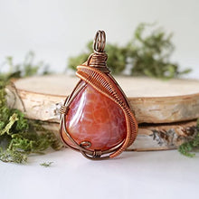 Load image into Gallery viewer, Designs by Nature Gems Handmade Men’s Fire Red Agate Necklace 24 Inch Chain Antique Bronze, January & September Birthstone