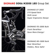 Load image into Gallery viewer, SAVADECK Carbon Road Bike, Warwinds3.0 700C Carbon Fiber Racing Bicycle with SORA 18 Speed Derailleur System and Double V Brake (Blue,52cm)