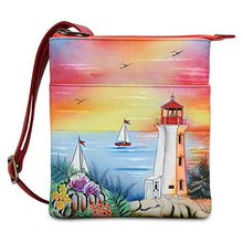 Load image into Gallery viewer, Anuschka Women's Hand Painted RFID Blocking Triple Compartment Travel Organizer - Guiding Light