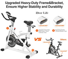 Load image into Gallery viewer, IDEER LIFE Indoor Cycling Bike Stationary Exercise Bike for Home Cardio Workout Smooth Belt Drive with Hand Pulse Sensor/LCD Display/Tablet Mount/Comfortable Seat Cushion(White09062)