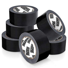 Load image into Gallery viewer, Heavy Duty Black Duct Tape - 6 Roll Multi Pack - 20 Yards x 2 Inch - Strong, Flexible, No Residue, All-Weather and Tear by Hand - Bulk Value for Do-It-Yourself Repairs, Industrial, Professional Use