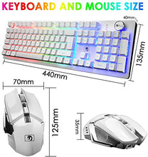 Load image into Gallery viewer, FELiCON Rechargeable Gaming Wireless Keyboard and Mouse Set Rainbow RGB LED Backlit Suspended Keycap Mechanical Feel 4800mAh Large Capacity Lithium Battery for Mac PC Laptop Computer Game Work Office