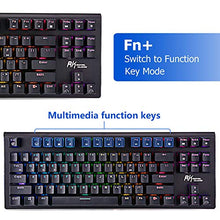 Load image into Gallery viewer, RGB Mechanical Keyboard 87-Key RGB LED Backlit Wireless Bluetooth 3.0 /USB Wired Multi-Media Mechanical Gaming Keyboard for PC/Smartphone/Laptop (Rechargeable Battery) Black Blue Switch
