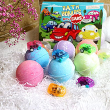 Load image into Gallery viewer, CF Natural Daily Cars Bath Bomb Gift Set with Pull-Back Cars Inside, 6 Pack 7oz Huge Bath Bombs for Kids, Organic Rich Foam and Strong Fizzie Bath Bombs for Chrildren