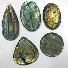 Load image into Gallery viewer, Gemkora Natural Iridescent Spectrolite Labradorite Gemstone Wholesale Cabochons Lot, Jewelry Making Loose Gemstone, Polished Crystals, DIY, Wire Wrapping, Healing Crystals, Bulk Gemstone (100 carats)