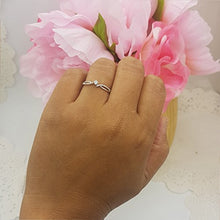 Load image into Gallery viewer, Dazzlingrock Collection 0.15 Carat (ctw) Round White Diamond Ladies Bridal Crossover Promise Engagement Ring, 10K White Gold, Size 8