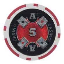 Load image into Gallery viewer, Brybelly Ace Casino Poker Chip Heavyweight 14-Gram Clay Composite – Pack of 50 ($5 Red)