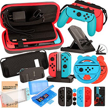 Load image into Gallery viewer, EOVOLA Accessories Kit for Nintendo Switch / Switch OLED Model Games Bundle Wheel Grip Caps Carrying Case Screen Protector Controller