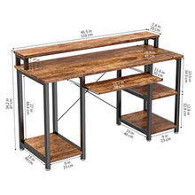 Load image into Gallery viewer, NOBLEWELL Computer Desk with Monitor Stand Storage Shelves Keyboard Tray,47" Studying Writing Table for Home Office (Rustic Brown)