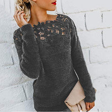 Load image into Gallery viewer, Women Fluffy Sweater Pullover Blouse Long Sleeve Hollow Out Autumn Winter Fashion Casual Tops Shirts Daorokanduhp