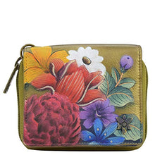 Load image into Gallery viewer, Anuschka Women’s Genuine Leather Zip-Around Small Organiser Wristlet - Hand Painted Exterior - Dreamy Floral