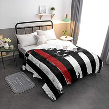 Load image into Gallery viewer, All-Season Reversible Down Alternative Quilted Comforter Black White and Red American Flag Lightweight Soft Microfiber Bedding Bedspread, Honoring Firefighters Redline Throw Blankets for Sofa Decor