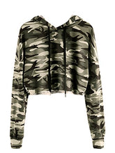 Load image into Gallery viewer, MakeMeChic Women's Long Sleeve Casual Printed Sweatshirt Crop Top Hoodies Camo XL