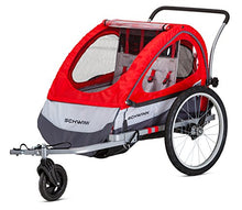 Load image into Gallery viewer, Schwinn Trailblazer Child Bike Trailer, Double Baby Carrier, Canopy, 16--inch Wheels, Red