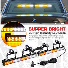 Load image into Gallery viewer, Linkitom 2 In 1 Emergency LED Traffic Advisor Strobe Light Bar, 23 Flash Patterns 32LED Interior Safety Warning Hazard Flashing Lights for Roof/Dash/Front/Rear Windshield (Amber/White)