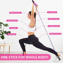 Load image into Gallery viewer, Viajero Pilates Bar Kit for Portable Home Gym Workout - 2 Latex Exercise Resistance Band - 3-Section Sticks - All-in-one Strength Weights Equipment for Body Fitness Squat Yoga with E-Book & Video
