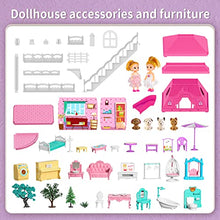 Load image into Gallery viewer, TEMI Doll House Dreamhouse for Girls - 4-Story 12 Rooms Playhouse with 2 Dolls Toy Figures, Fully Furnished Fashion Dollhouse, Pretend Play House with Accessories, Gift Toy for Kids Ages 3 4 5 6 7 8+
