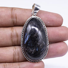 Load image into Gallery viewer, Natural Nuummite Gemstone Oval Shape Pendant, Nuummite Cabochon Pendant, 925 Sterling Silver Pendant, Silver Designer Pendant, Necklace Pendant, Gift For Mom