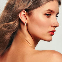 Load image into Gallery viewer, BUEMMR Geometric Triangle AAAAA+ Cubic Zirconia Small Hoop Earrings, 14k Gold Plated Jewelry Gift for Women Girls