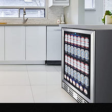 Load image into Gallery viewer, Kalamera 24 inch Beverage Refrigerator - 154 Cans Capacity Beverage Cooler- Fit Perfectly into 24" Space Built in Counter or Freestanding - for Soda, Water, Beer or Wine - For Kitchen or Bar with Blue Interior Light