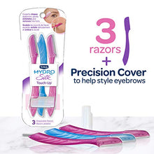 Load image into Gallery viewer, Schick Hydro Silk Touch-Up Multipurpose Exfoliating Dermaplaning Tool, Eyebrow Razor, and Facial Razor with Precision Cover, 3 Count (Packaging May Vary)