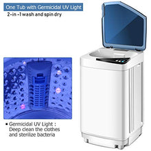 Load image into Gallery viewer, Giantex Full-Automatic Washing Machine Portable Washer and Spin Dryer 7.7 lbs Capacity Compact Laundry Washer with Built-in Barrel Light Drain Pump and Long Hose for Apartments Camping (White & Blue)