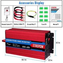 Load image into Gallery viewer, ETREPOW 2000 Watt/4000 Watt Pure Sine Wave Power Inverter 12V DC to 110V /120V AC Power Converter Wireless Remote Control-Off-Grid Inverter for Outdoor ,Home,Camping, RV,Truck,Car