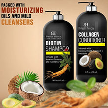 Load image into Gallery viewer, Botanic Hearth Biotin Shampoo and Conditioner with Collagen - Fights Hair Loss & Thinning with Korean Ginseng & Turmeric, Conditioner Promotes Hair Growth with Avocado and Coconut - 16 fl oz x 2