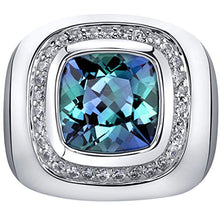 Load image into Gallery viewer, Mens 7 Carats Simulated Alexandrite Ring Sterling Silver Cushion Cut Size 12