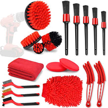 Load image into Gallery viewer, SJPLZQC 18 Pcs Car Cleaning Tools Kit with Car Detailing Brush Set,Auto Detailing Drill Brush Set,Car Cleaning Kit for Cleaning Wheels,Dashboard,Interior,Exterior,Leather, Air Vents, Emblems