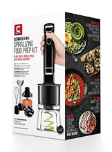 Load image into Gallery viewer, Chefman Electric Spiralizer & Immersion Blender/Vegetable Slicer 6-IN-1 Food Prep Combo Kit, Includes 3 Spiralizing Blade Attachments, Zoodle Maker; Grate, Ribbon, Spiral, Blend, Chop, and Puree,Black