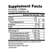 Load image into Gallery viewer, Ocean Blue Omega 3 2100-138 ct - Bonus Bottle 15% More Free - 2100 MGS of DHA EPA DPA per serv - Heart Eye Brain Support - No Fishy Aftertaste - 88% Fish Oil Concentration - Natural Orange Flavor