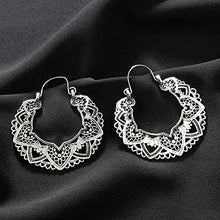 Load image into Gallery viewer, Vintage Antique Silver Hollow Carving Drop Earrings Ethnic Alloy Piercing Dangle Earrings Jewelry for Women Girl Gifts Present Valentines Birthday Anniversary Mothers Day Christmas