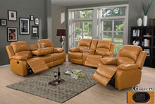 Load image into Gallery viewer, Ainehome Furniture 3PC Sectional Sofa Living Room Office Sofa Set Drop Down Table Bonded Leather Motion Sofa Loveseat Manual Reclining Chair 3 Seater Couch (Ginger,3 Piece Set)