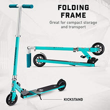 Load image into Gallery viewer, Mongoose Trace Youth/Adult Kick Scooter Folding and Non-Folding Design, Regular, Lighted, and Air Filled Wheels, Teal, 120mm Wheels