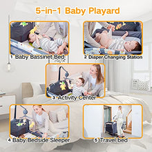 Load image into Gallery viewer, SKIH 5 in 1 Baby Bedside Sleeper, Baby Bassinet, Bedside Cribs with Toys & Music Box, Mattress, Foldable Baby Playard, Portable Travel Crib for Girl Boy Infant Newborn (Grey)