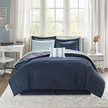 Load image into Gallery viewer, Intelligent Design Loretta Ultra Soft Brushed Microfiber Bohemian Boho Medallion Comforter and Sheet Set Bag Bedding, Queen, Navy 9 Piece